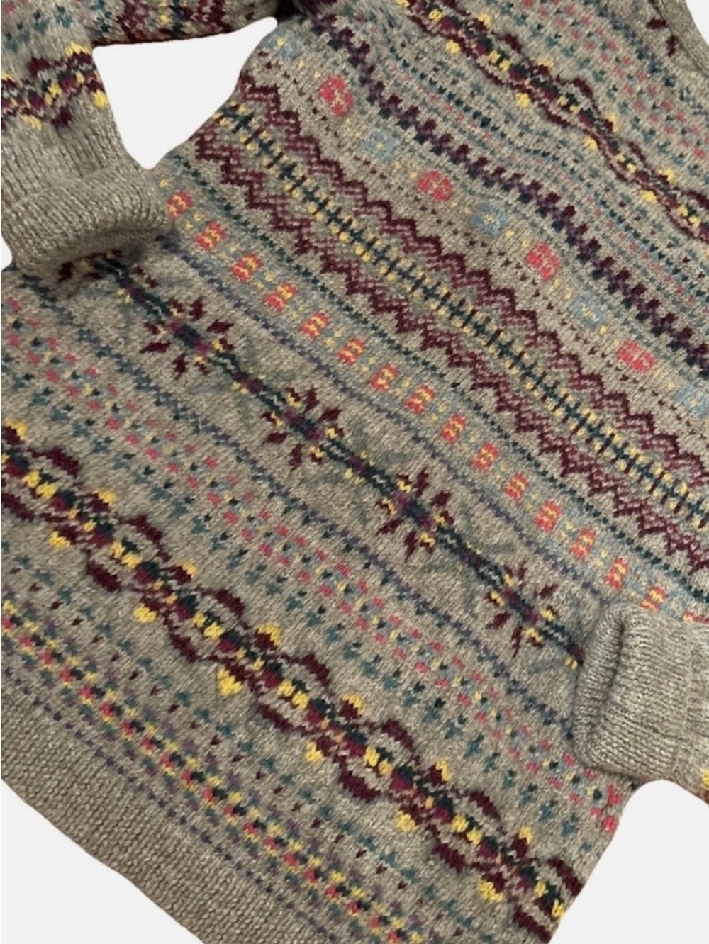 VTG Lauren Ralph Lauren Hand Knit Wool Fair Isle Cardigan Sweater Sz M - Picture 7 of 8